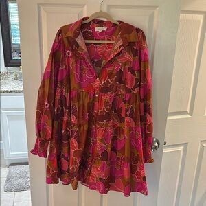 Floral Women's dress in Pink and Brown